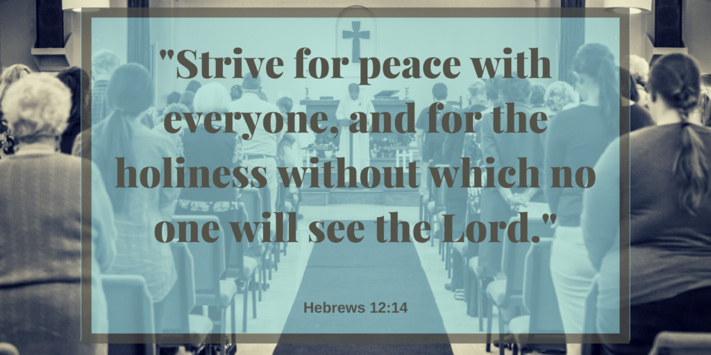 Strive for peace with everyone, and for the holiness without which no one will see the Lord.